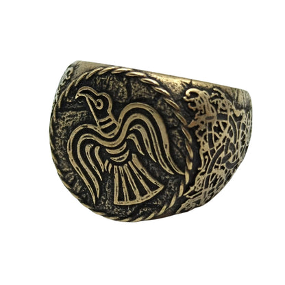 Raven banner ring | Norse Signet rings | Viking mens Jewelry