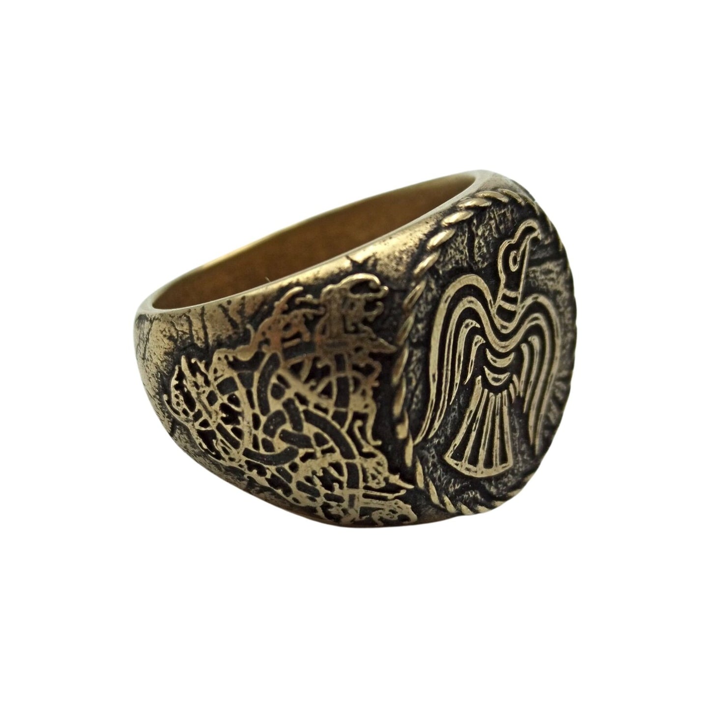 Raven banner ring | Norse Signet rings | Viking mens Jewelry