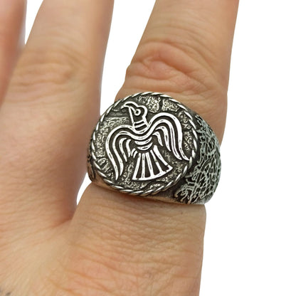 Raven banner ring | Norse Signet rings | Viking mens Jewelry