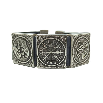 Viking compass bangle | Vegvisir bracelet rune jewelry