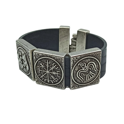 Viking compass bangle | Vegvisir bracelet rune jewelry