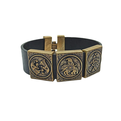 Odin leather wrist cuff bracelet | Viking jewelry men