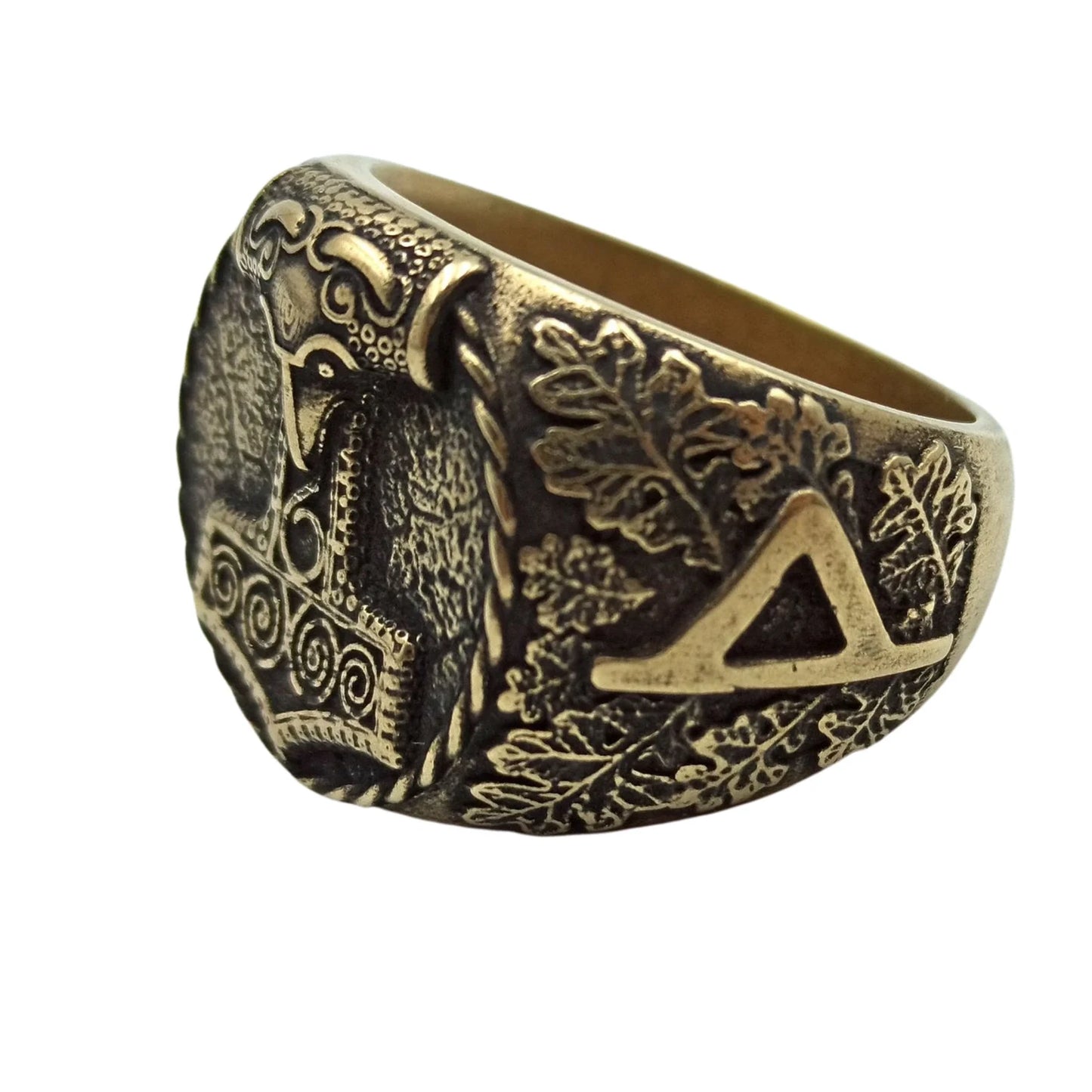 Mjolnir Signet ring | Thurisaz rune | Norse Viking mens Jewelry