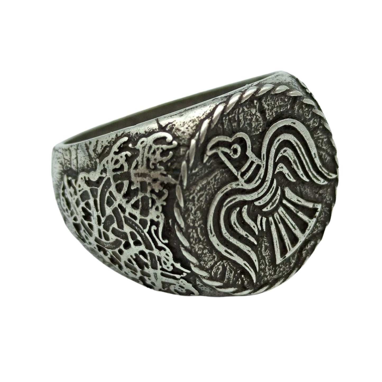 Raven banner ring | Norse Signet rings | Viking mens Jewelry