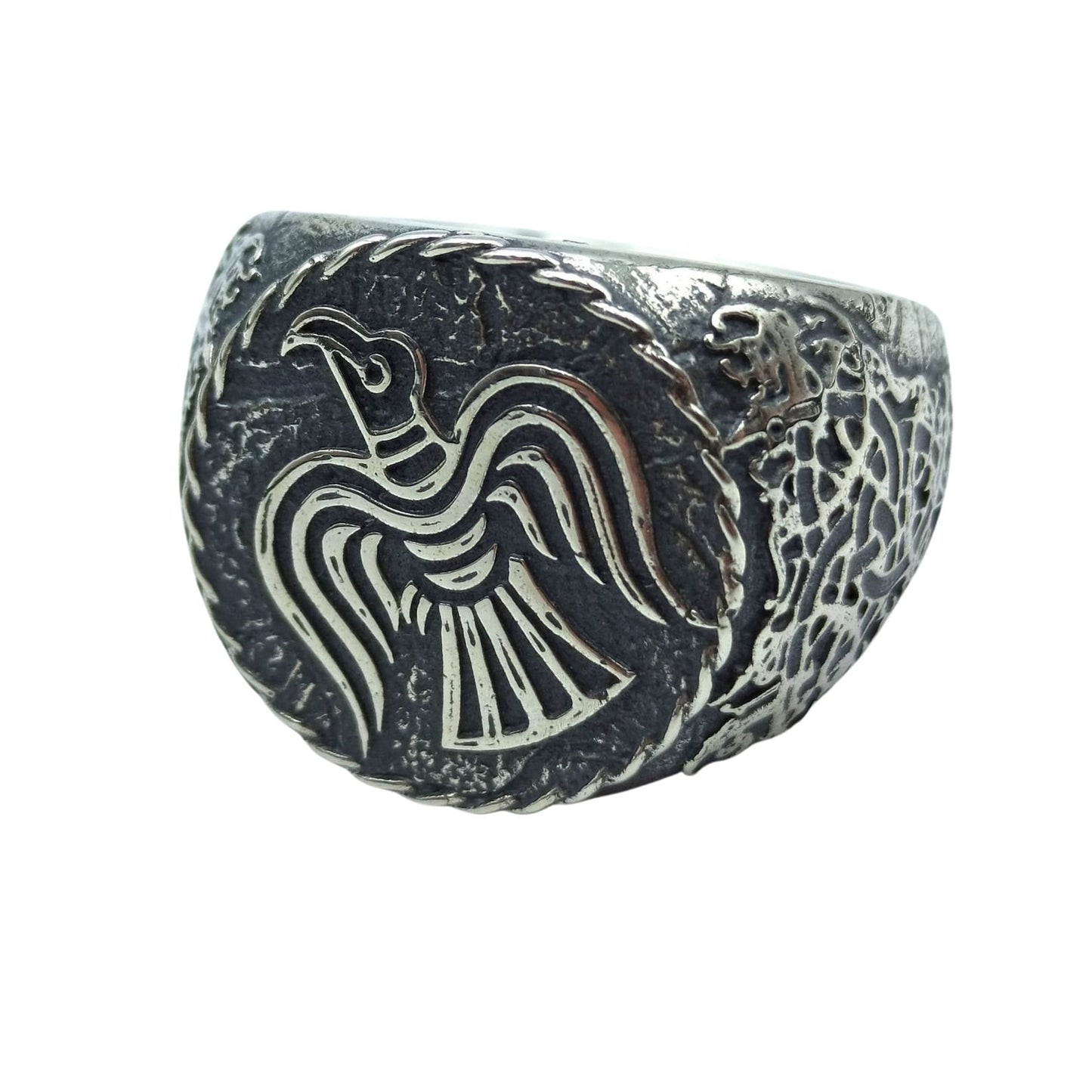 Raven banner ring | Norse Signet rings | Viking mens Jewelry