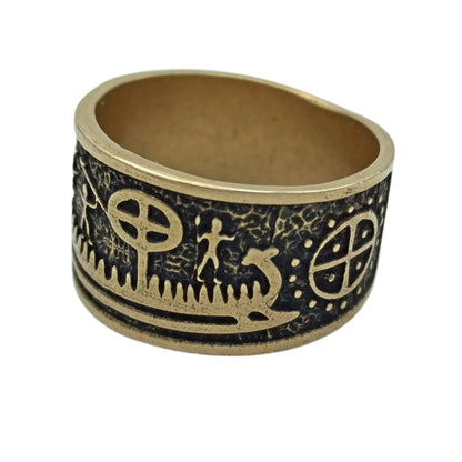 Petroglyph viking nordic ring | norse jewelry | sun wheel