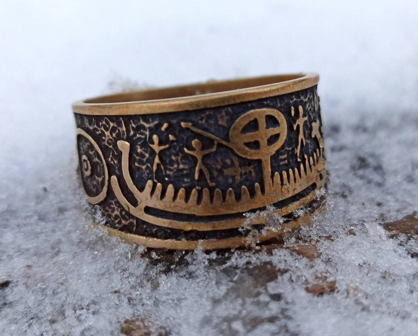 Petroglyph viking nordic ring | norse jewelry | sun wheel