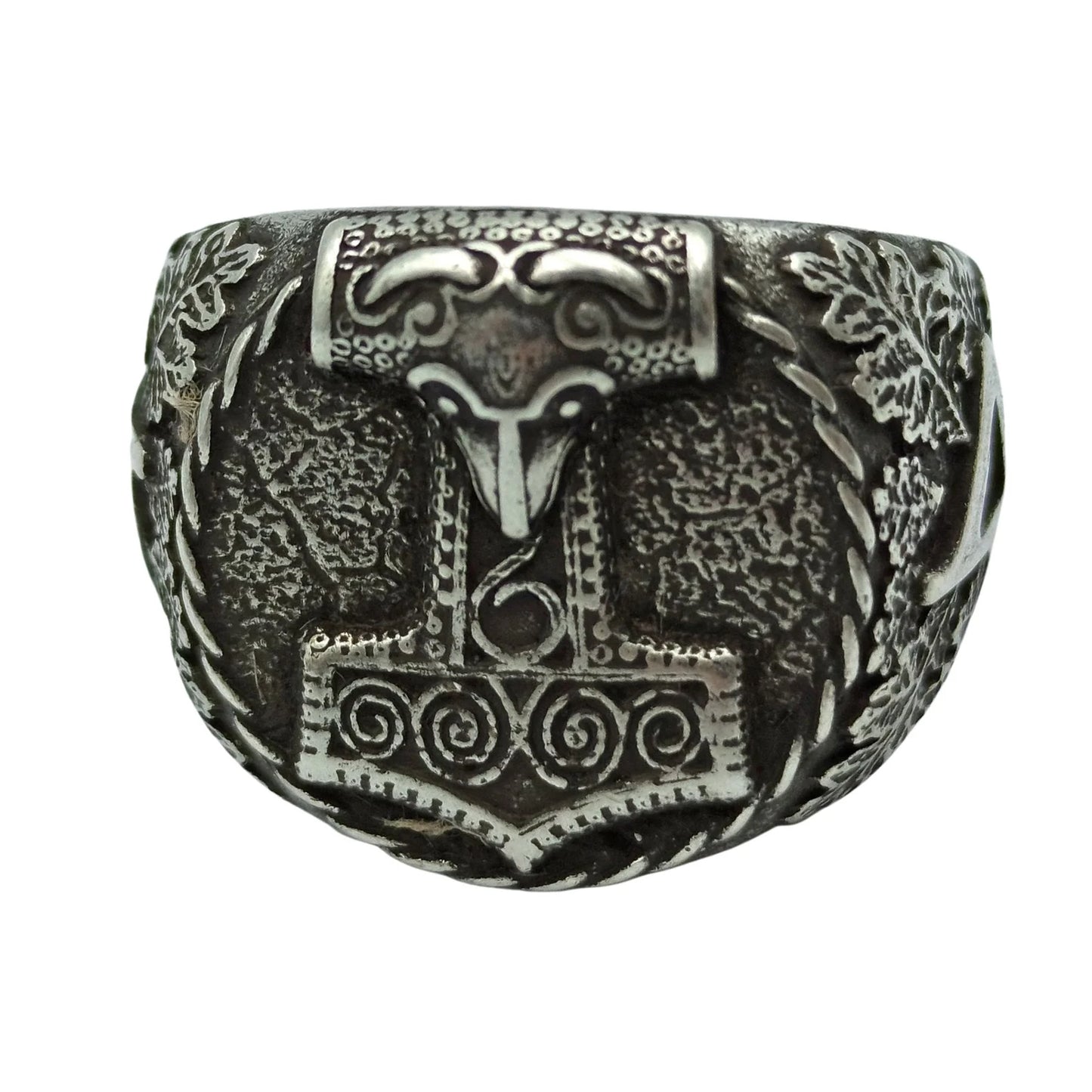 Mjolnir Signet ring | Thurisaz rune | Norse Viking mens Jewelry