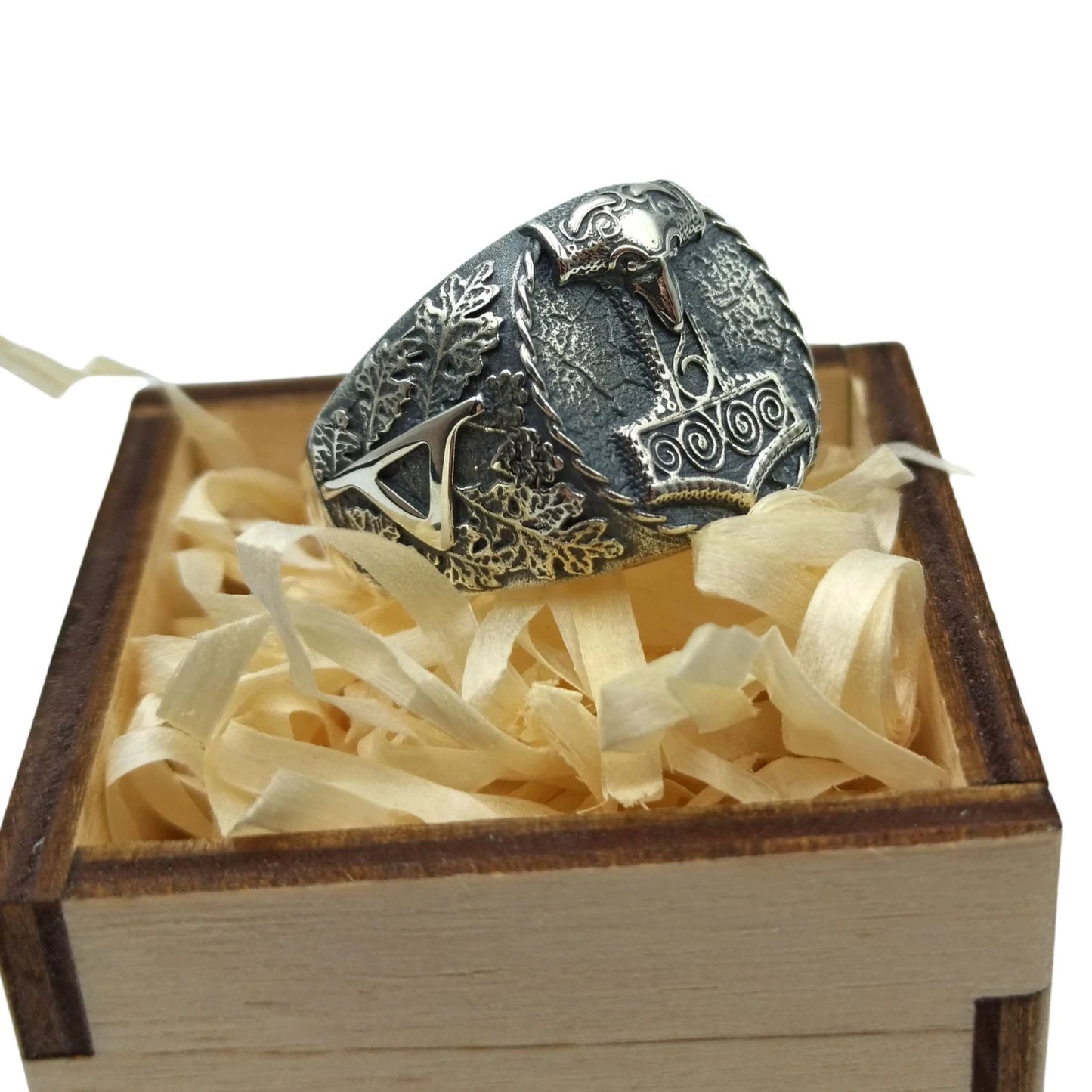 Mjolnir Signet ring | Thurisaz rune | Norse Viking mens Jewelry