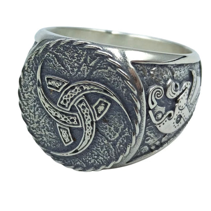 Triple horn of Odin ring | Viking jewelry men | Norse raven rings