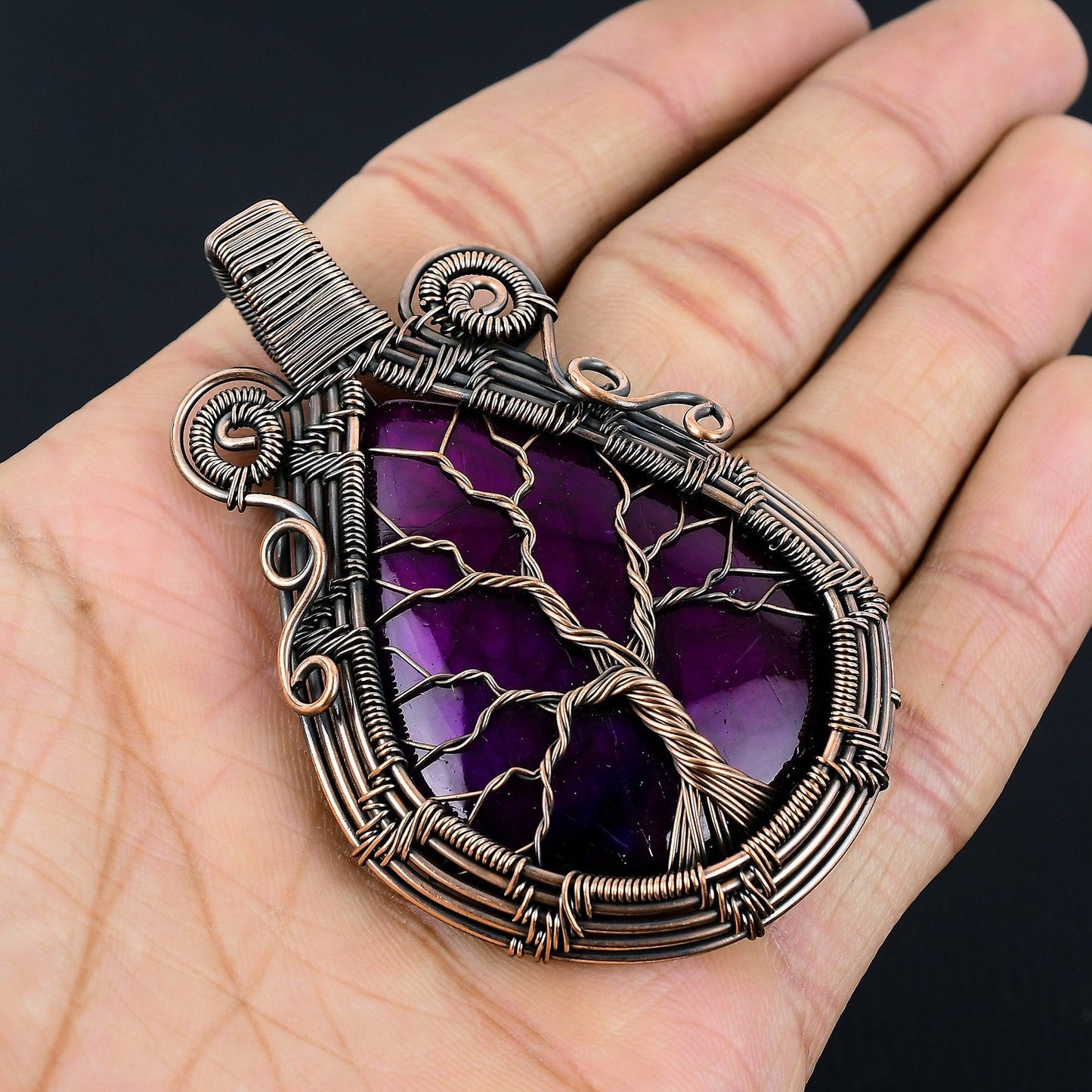 Tree Of Life Purple Fire Labradorite Pendant Copper Wire Wrapped Pendant Copper Jewelry Handmade Pendant Handmade Gift Labradorite Jewelry