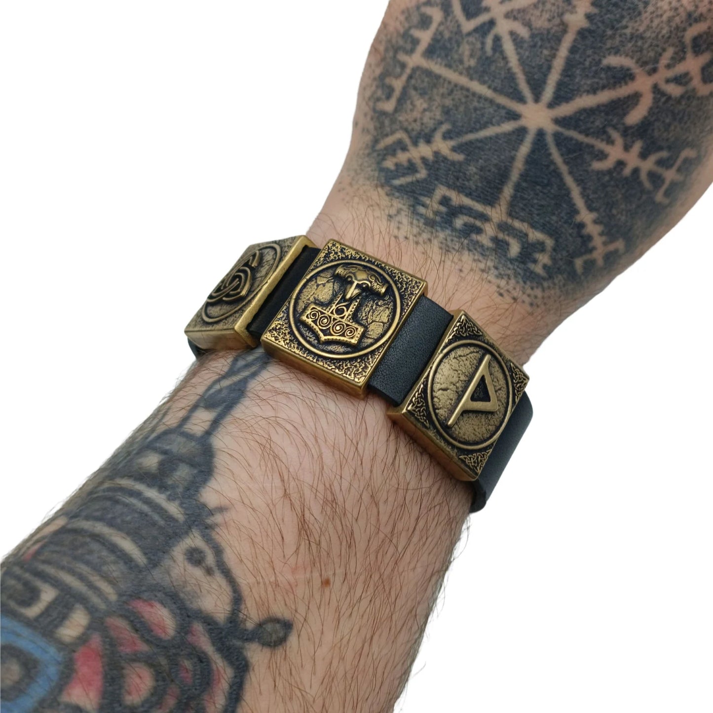 Viking bracelet leather wristband arm wrist cuff jewelry men