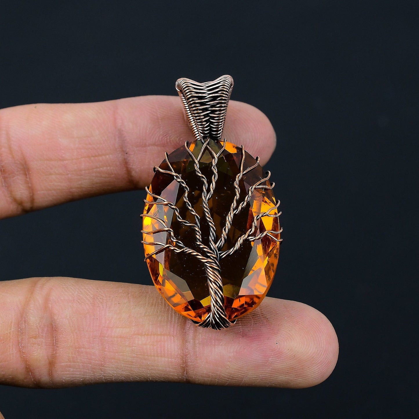 Tree of Life Citrine Pendant Copper Wire Wrapped Pendant Gemstone Pendant Handmade