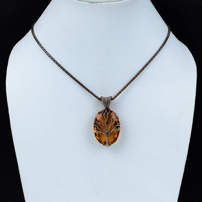 Tree of Life Citrine Pendant Copper Wire Wrapped Pendant Gemstone Pendant Handmade