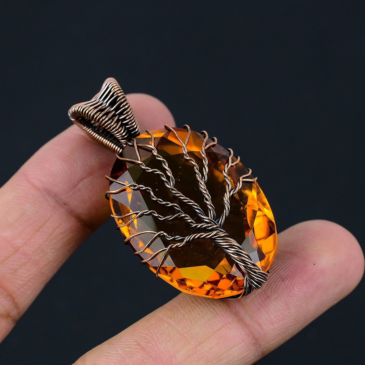 Tree of Life Citrine Pendant Copper Wire Wrapped Pendant Gemstone Pendant Handmade