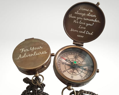 Engraved Compass, Personalized Gifts for Men, Custom Working Compass