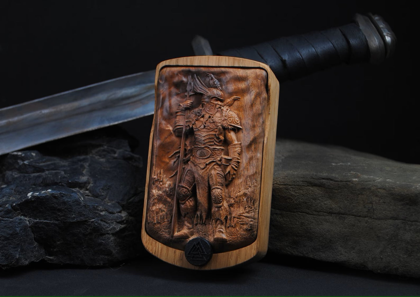 Odin & Thor Hammer Bog Oak Watch | Viking Symbols & Medieval Armor Design