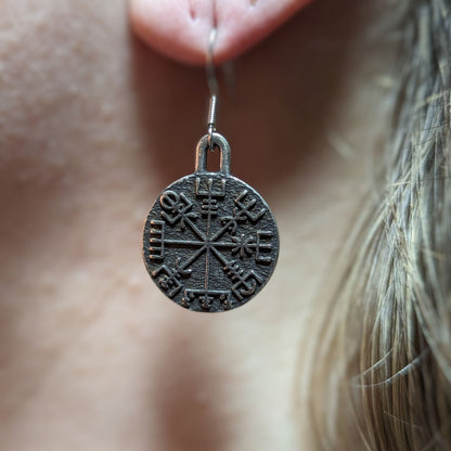 Vegvisir earrings Viking jewelry Norse pagan