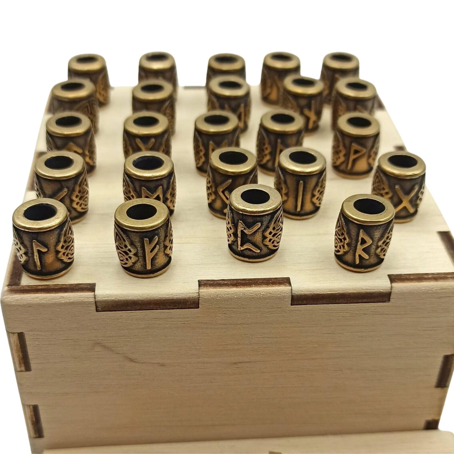 Elder futhark runes beads set | Viking beard bead jewelry - 24 pc