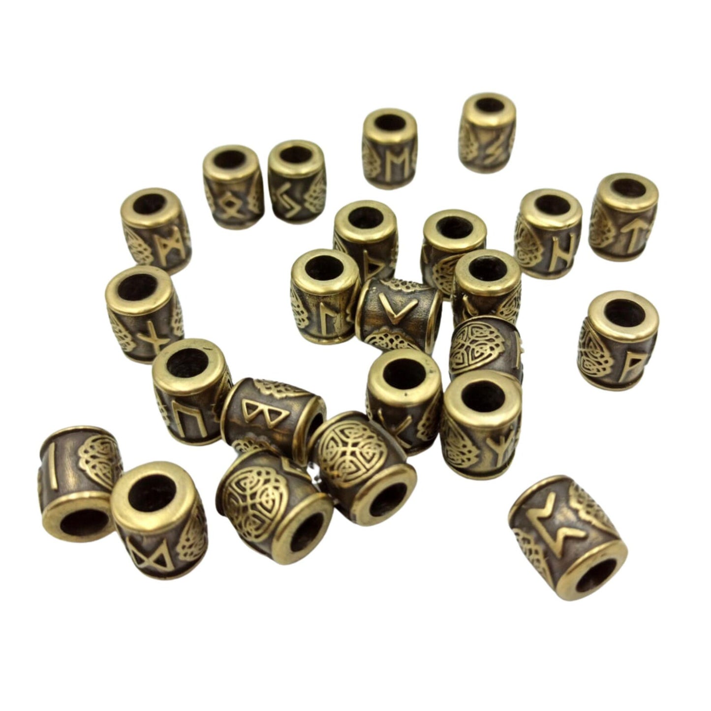 Elder futhark runes beads set | Viking beard bead jewelry - 24 pc