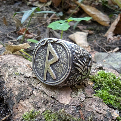 Raido rune signet ring Norse viking Pagan jewelry