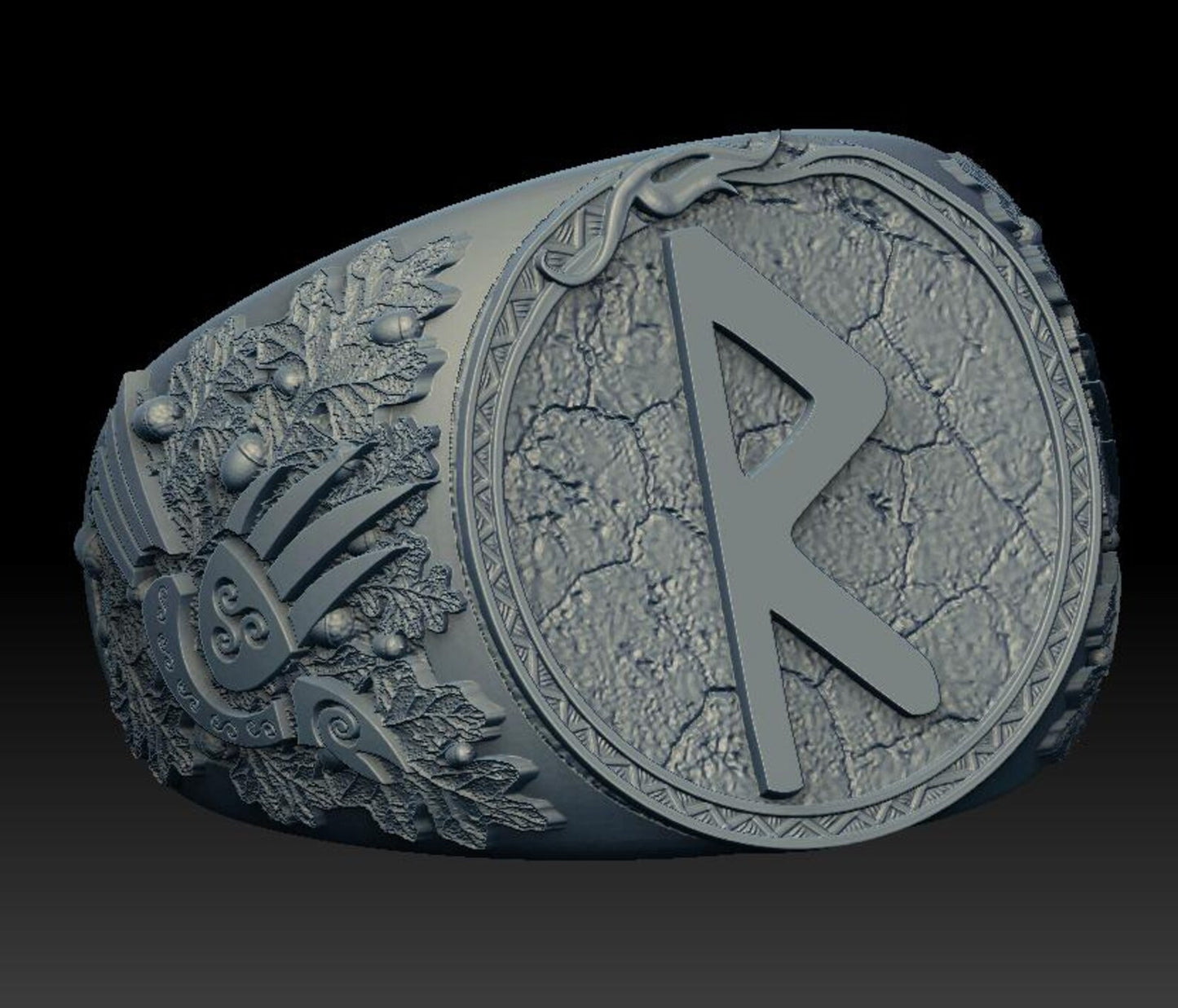 Raido rune signet ring Norse viking Pagan jewelry