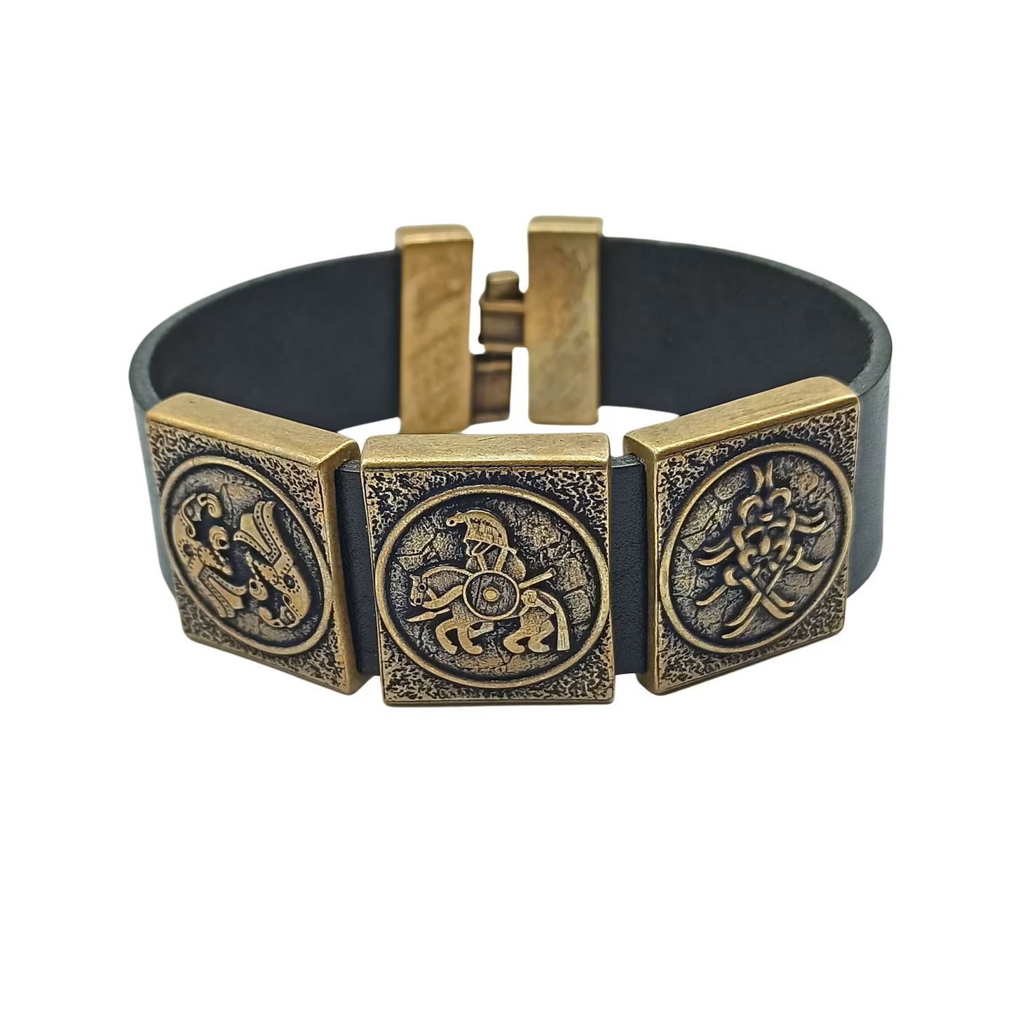 Odin leather wrist cuff bracelet | Viking jewelry men