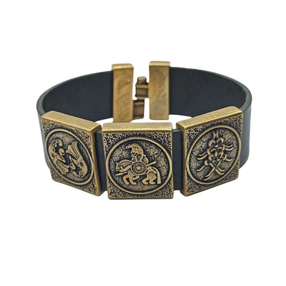 Odin leather wrist cuff bracelet | Viking jewelry men