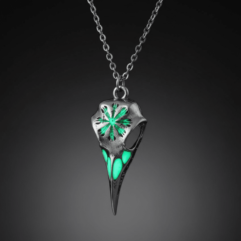 Luminous Viking Raven Skull Necklace – Viking jewelry | Norse runes & Nordic jewelry