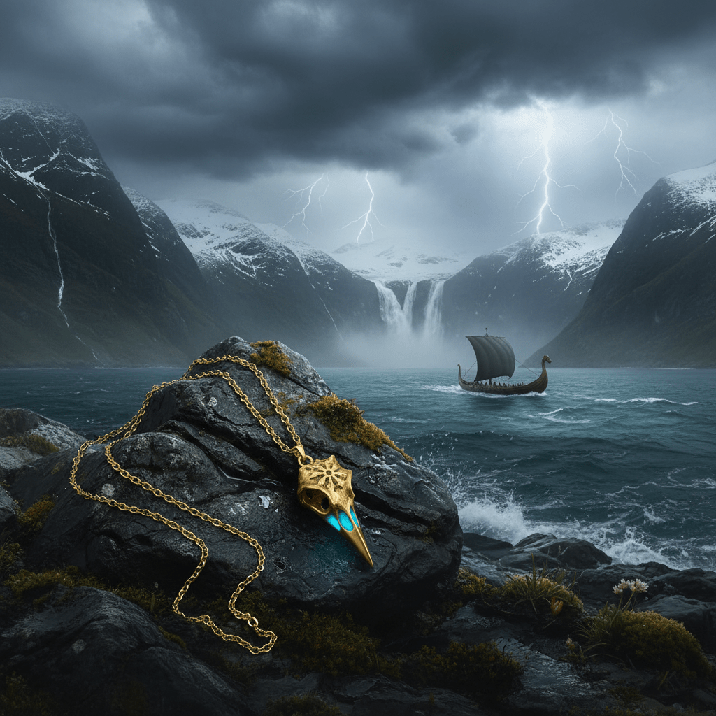 Luminous Viking Raven Skull Necklace – Viking jewelry | Norse runes & Nordic jewelry