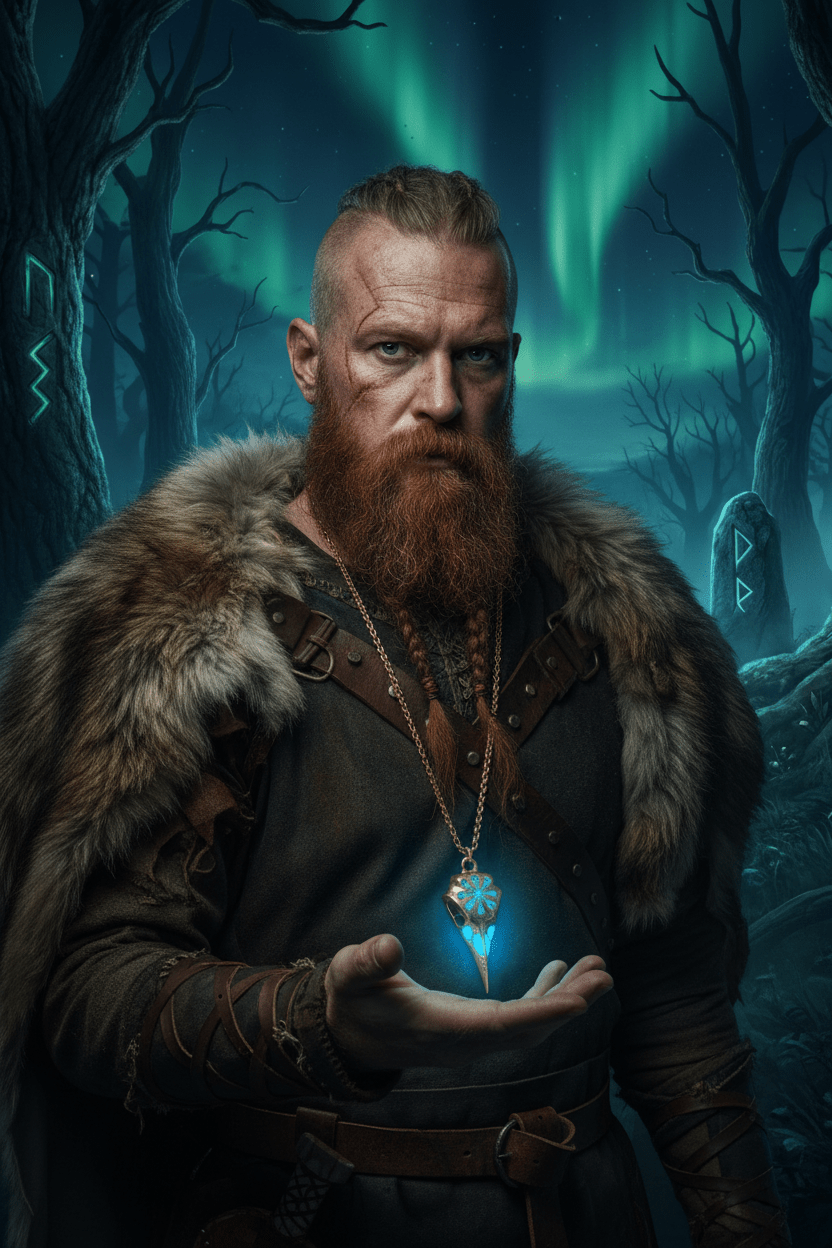 Luminous Viking Raven Skull Necklace – Viking jewelry | Norse runes & Nordic jewelry