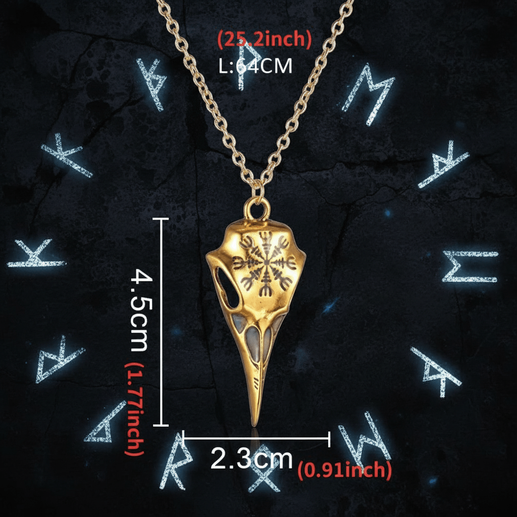 Luminous Viking Raven Skull Necklace – Viking jewelry | Norse runes & Nordic jewelry