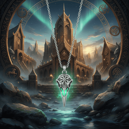 Luminous Viking Raven Skull Necklace – Viking jewelry | Norse runes & Nordic jewelry