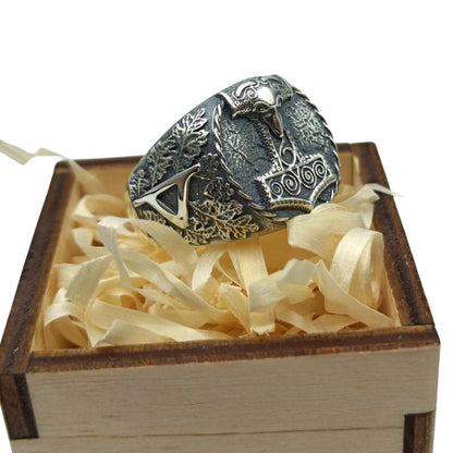 Mjolnir Signet ring | Thurisaz rune | Norse Viking mens Jewelry – Viking jewerly | Norse runes & Nordic jewelry