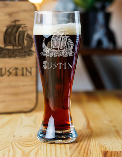 Personalized beer glass with Viking nordic symbols – Viking Accessories | Norse runes & Nordic jewelry