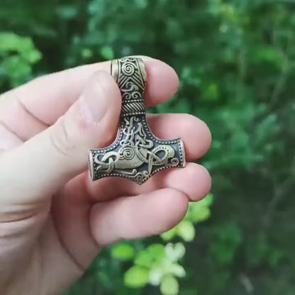 Norse Mjolnir pendant | Viking necklace | Thor's hammer