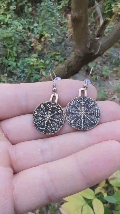 Veldismagn earrings Norse runes Pagan jewelry Yule gifts