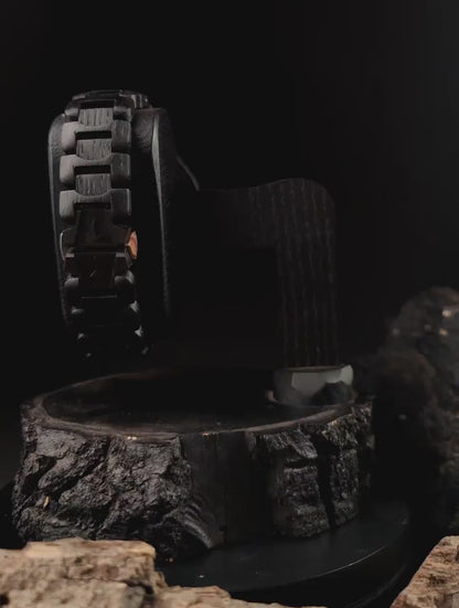 Odin & Thor Hammer Bog Oak Watch | Viking Symbols & Medieval Armor Design