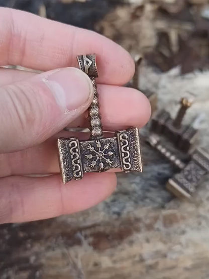 Mjolnir norse pendant Viking jewelry necklace | Thor hammer valknut necklace | Nordic jewelry