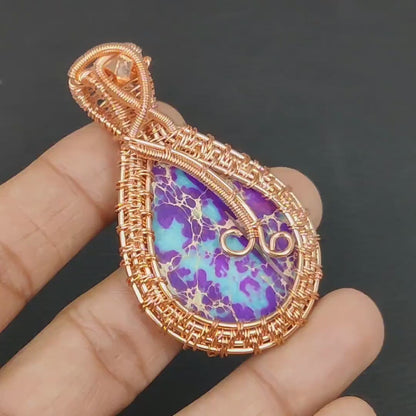 Handmade Purple Jasper Copper Pendant – Viking Amulet