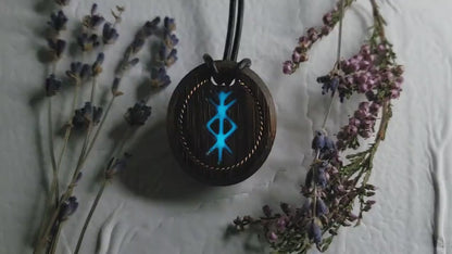 Love Viking Rune Pendant With Glowing, Norse necklace, Rune nordic