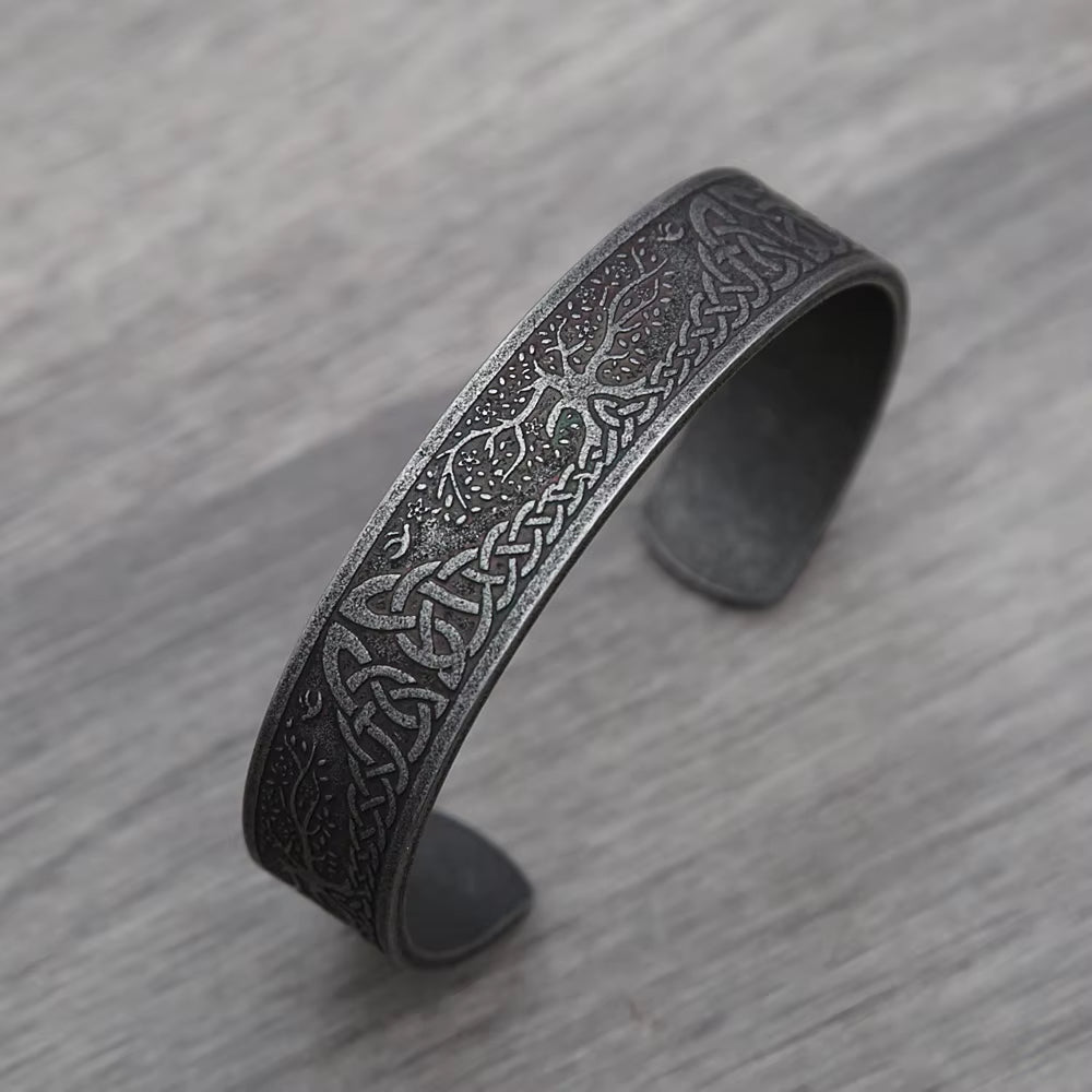 Punk Retro Nordic Viking Rune Bracelet for Men Women Stainless Steel Tree of Life Bracelet Fashion Amulet Jewelry Gift Wholesale – Viking | Norse runes & Nordic jewelry