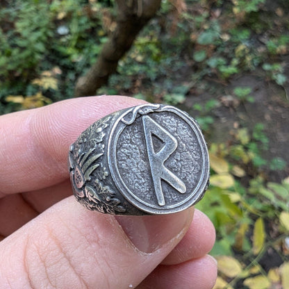 Raido rune signet ring Norse viking Pagan jewelry – Viking jewerly | Norse runes & Nordic jewelry