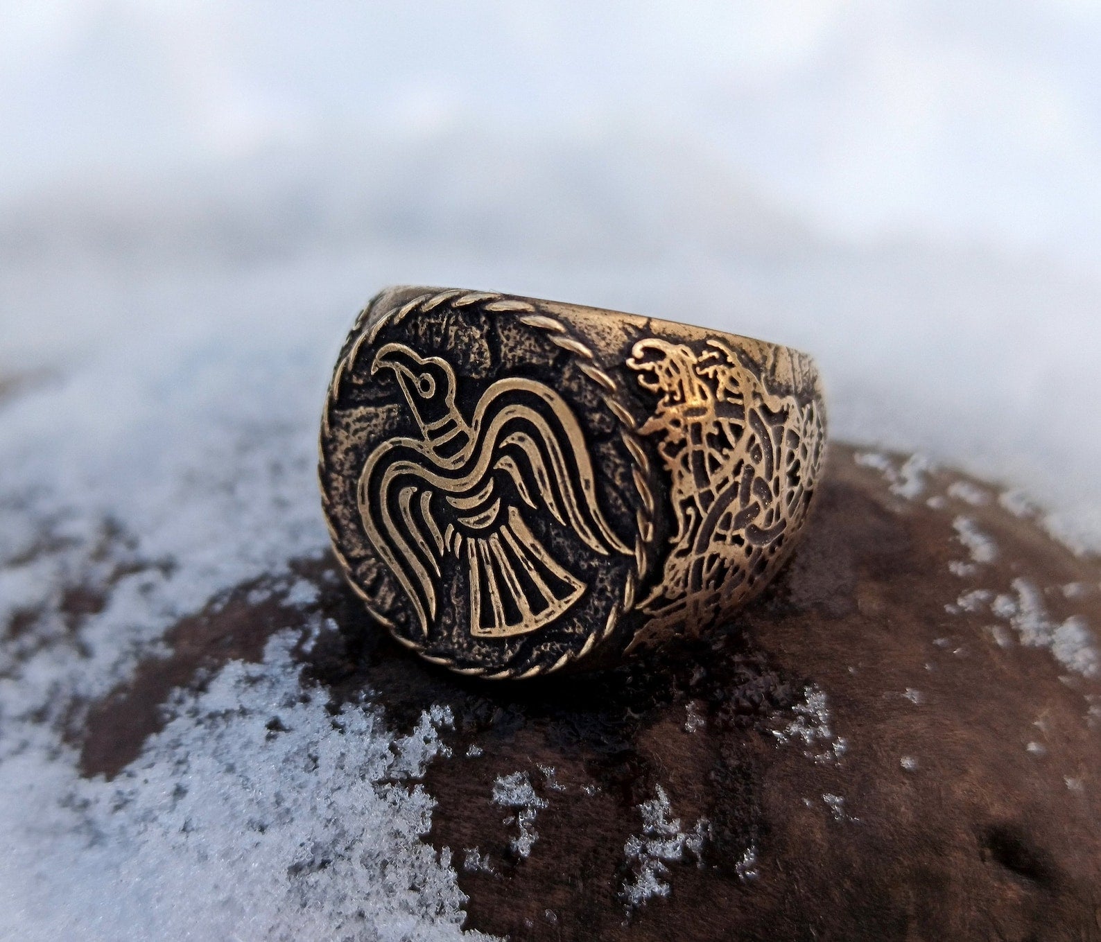 Raven banner ring | Norse Signet rings | Viking mens Jewelry – Viking jewerly | Norse runes & Nordic jewelry