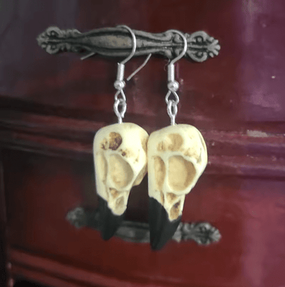 Raven Skull Earrings – Gothic Resin Crow Jewelry for Women – Viking jewerly | Norse runes & Nordic jewelry