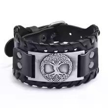 Retro Wide Leather Viking Vintage Compass Bracelet – Viking jewerly | Norse runes & Nordic jewelry