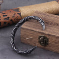 Viking Raven Cuff Bracelet - Stainless Steel with Wooden Box