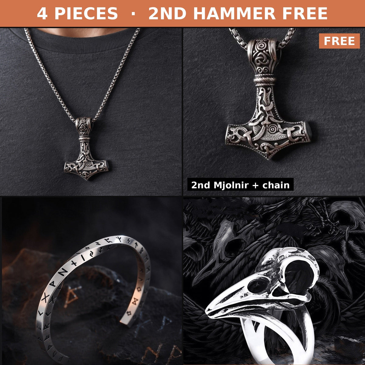 The Allfather's Arsenal — 4-Piece Warrior Set – Viking | Norse runes & Nordic jewelry