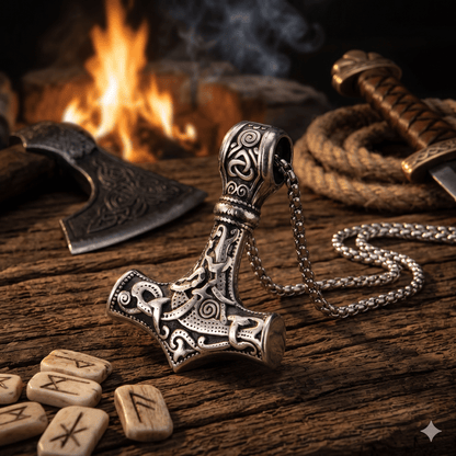 The Mjolnir of Thunder – Handcrafted Norse Legacy – Viking Necklaces & Pendants | Norse runes & Nordic jewelry
