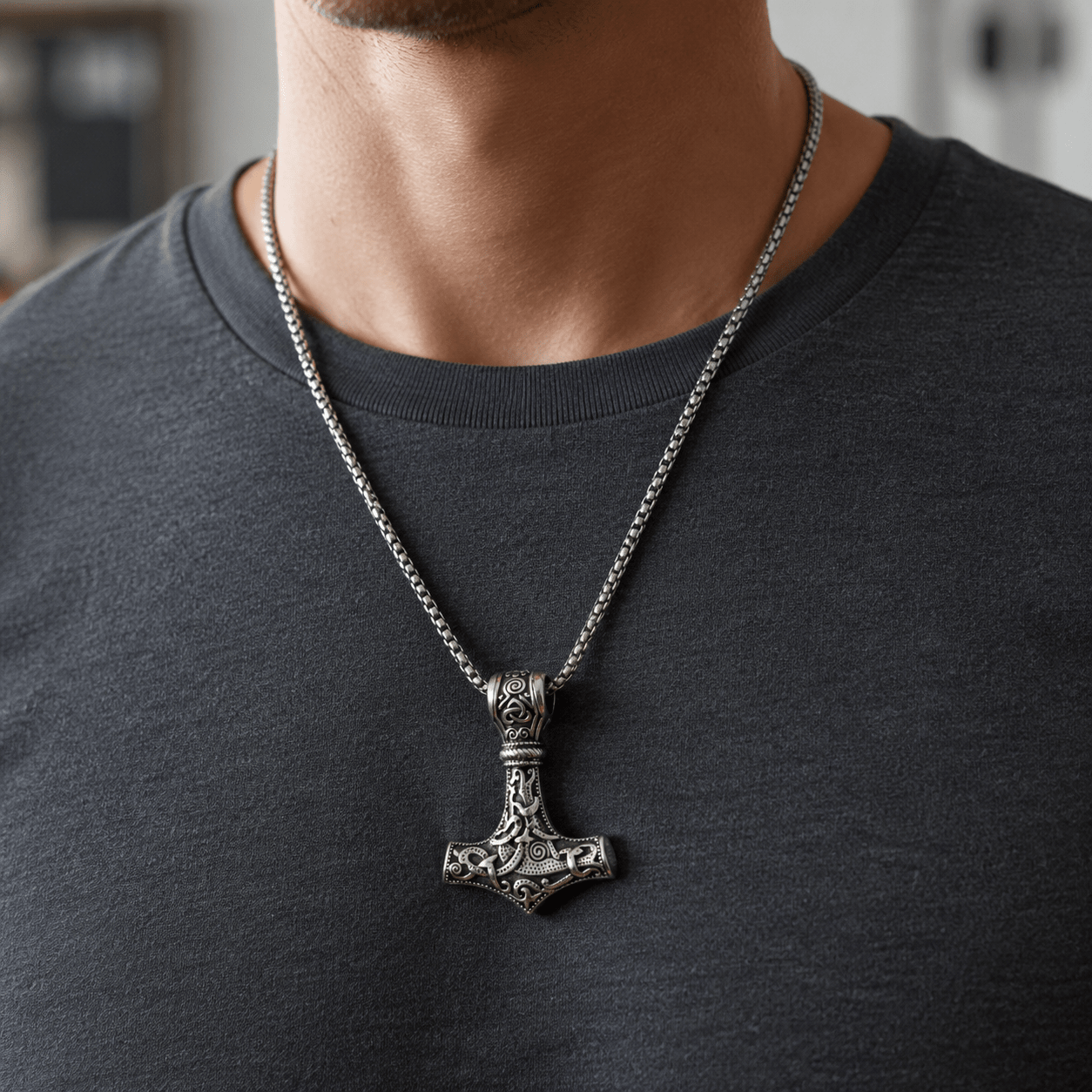 The Allfather's Arsenal — Mjolnir of Thunder pendant, Midnight Black